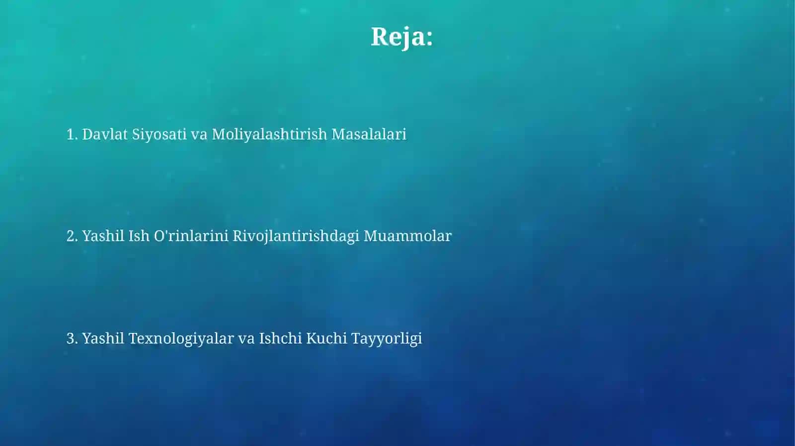 Yashil Ish O'rinlarini Rivojlantirish Masalalari 2