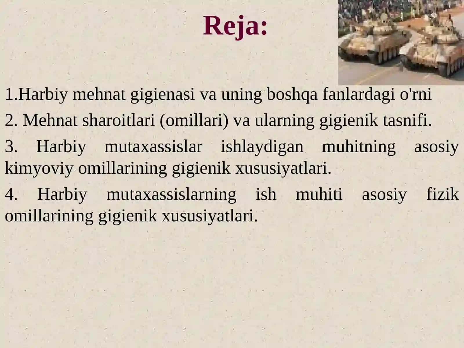 Harbiy xizmatchilarning ish sharoitlari ustidan sanitariya nazorati. Harbiy xizmatchilar tanasiga salbiy ta'sir ko'rsatadigan omillar 2