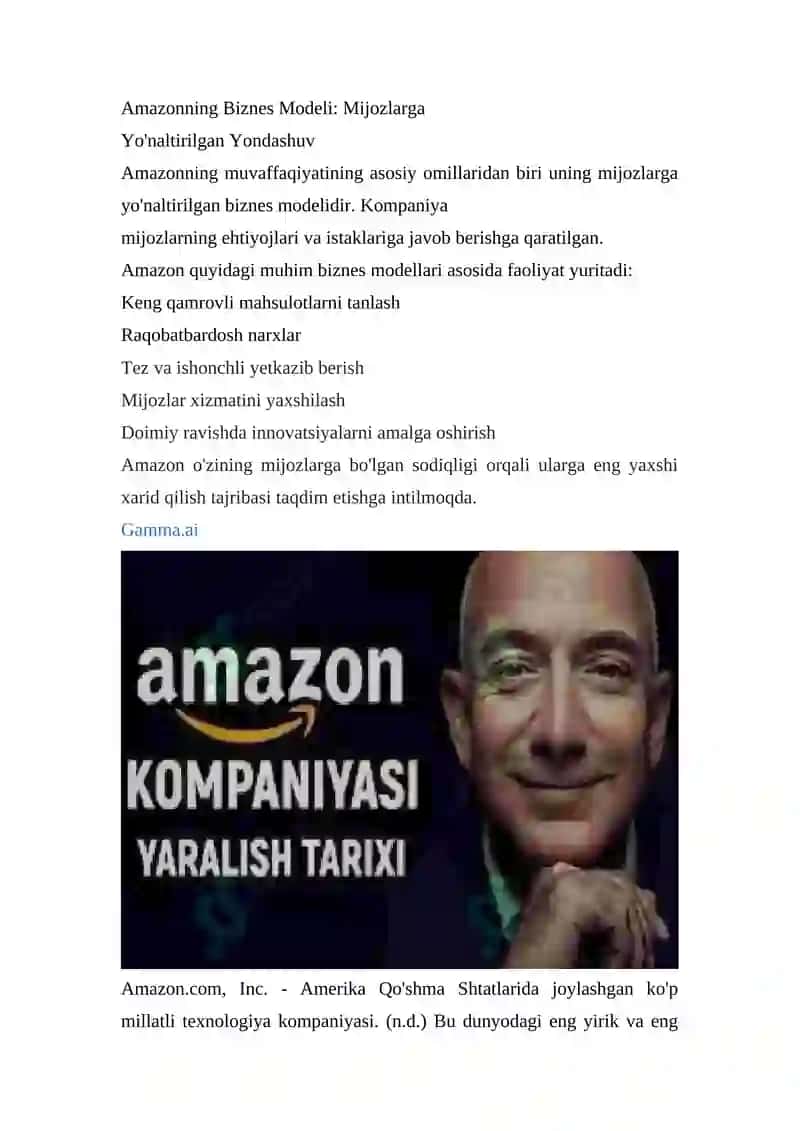 Amazon Kompaniyasi: Global Elektronika 2