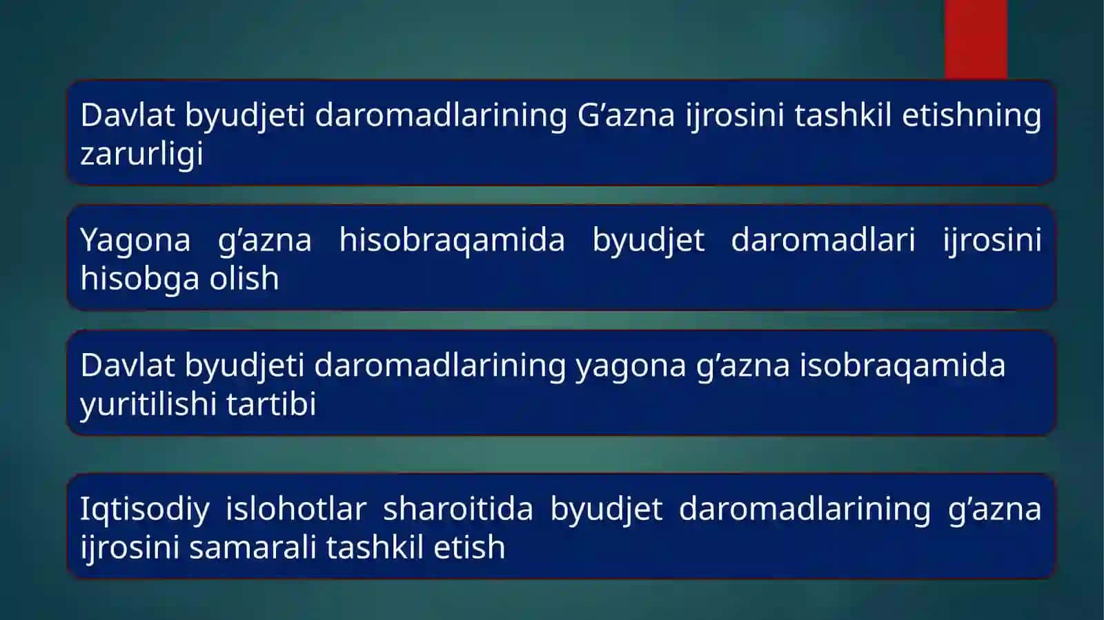 Davlat byudjeti daromadlarining G‘azna Ijrosi 2