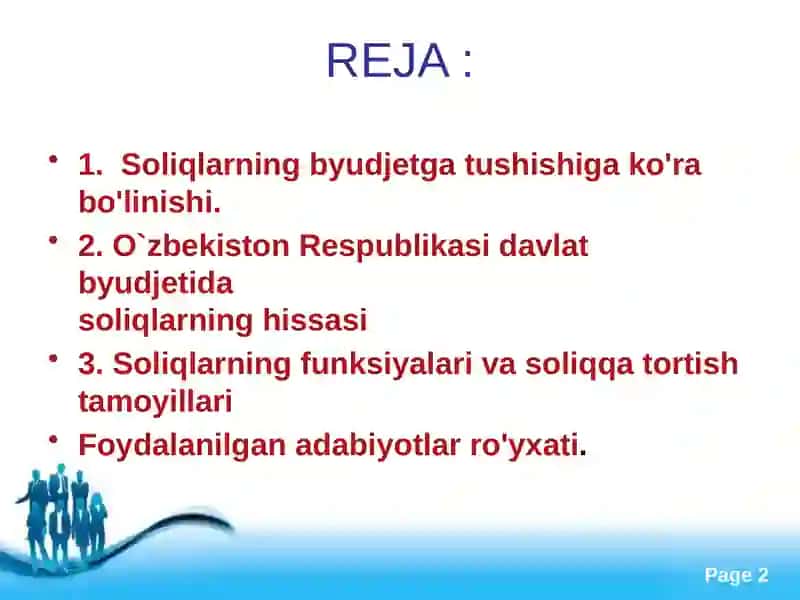 Soliqlarning Byudjetga Tushishi 2