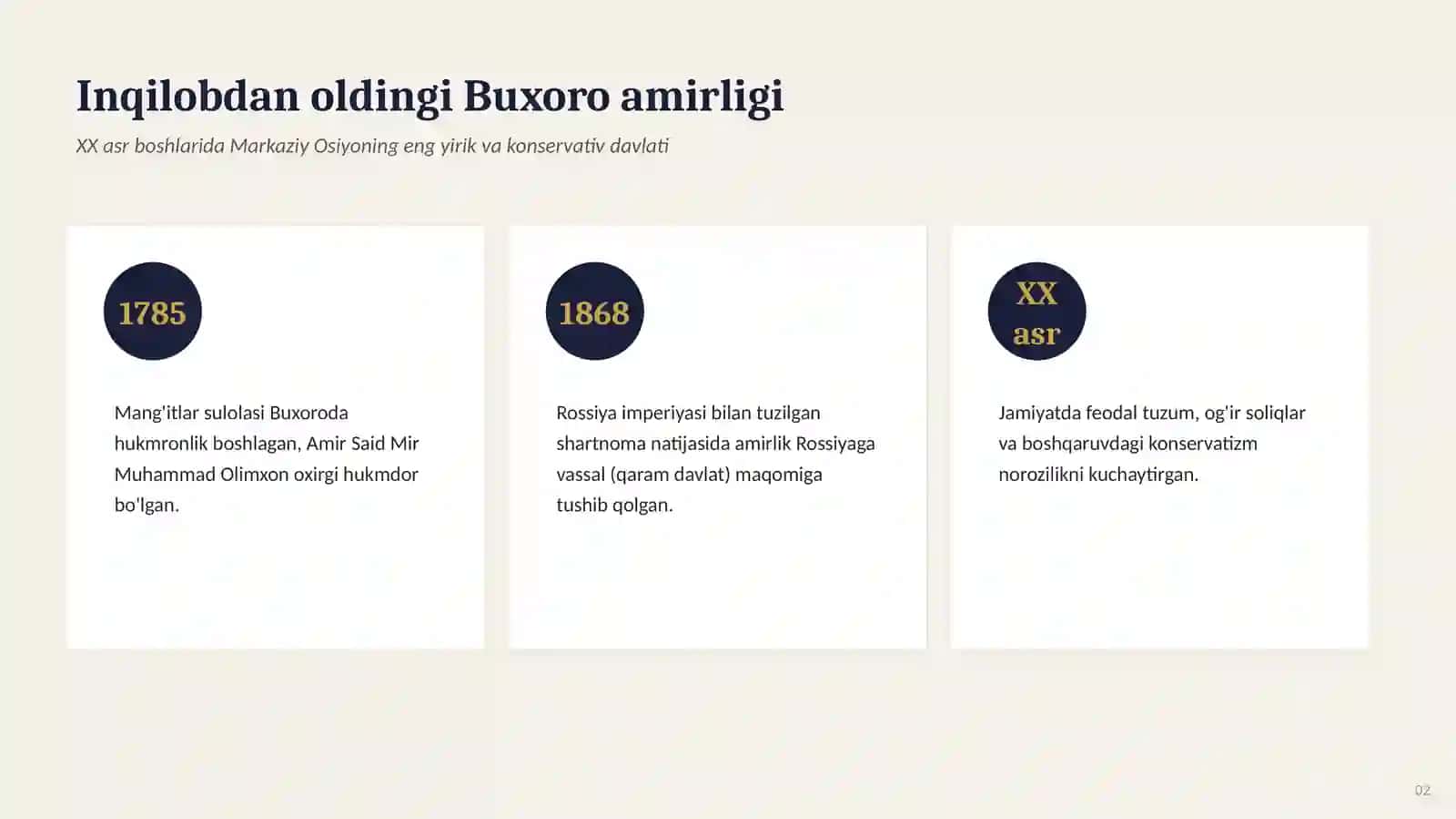 BUXORO AMIRLIGINING AG'DARILISHI VA BXSR NING TASHKIL TOPISHI 2