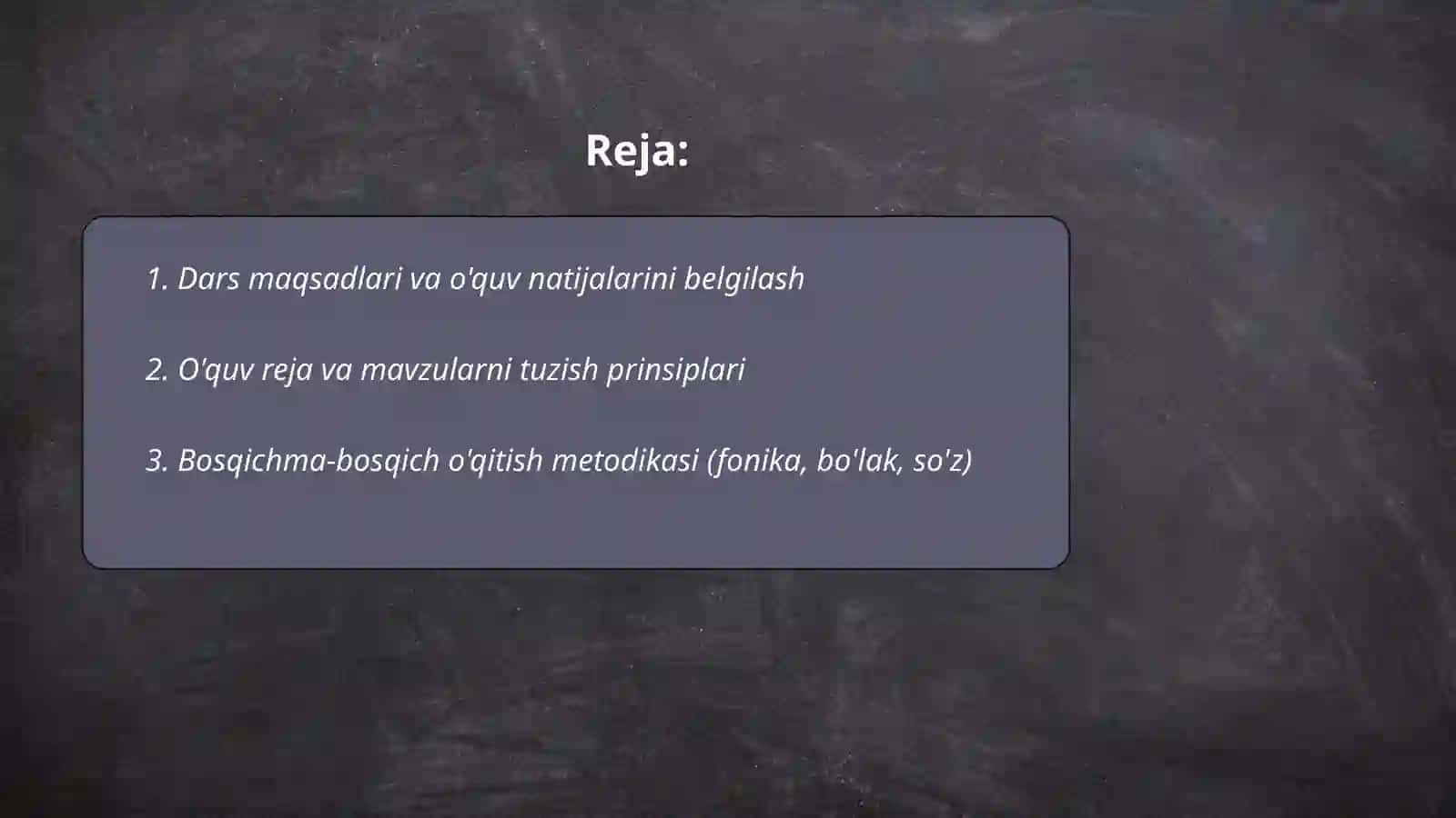 Savod órgatishning asosiy davri óqish darsi uchun metodik tavsiyalar ishlab chiqish 2