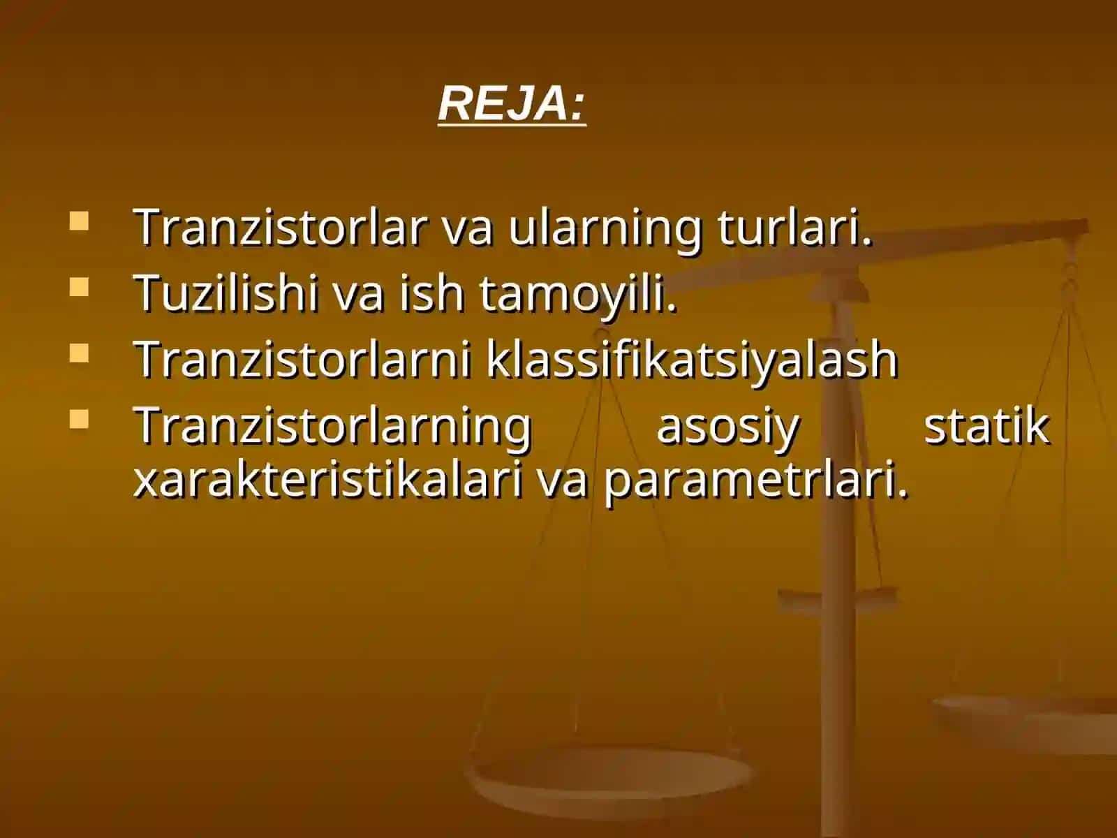 Tranzistorlar. Bipolyar va unipolyar tranzistorlar: tuzilishi, turlari, ishlashi, statik xarakteristikalari va parametrlari 2
