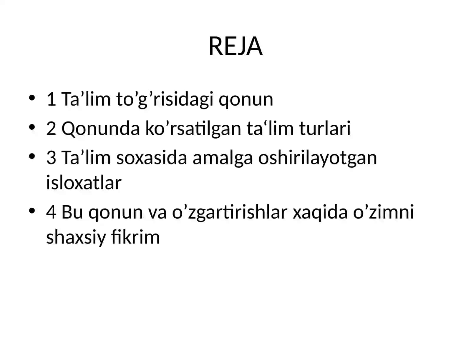 O’ZBEKISTON RESPUBLIKASI TA’LIM SISTEMASI 2
