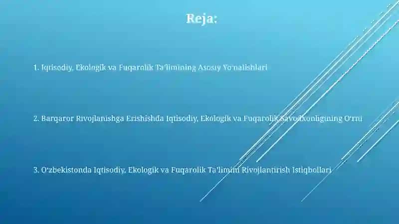 Iqtisodiy, Ekologik va Fuqarolik Ta'limi 2