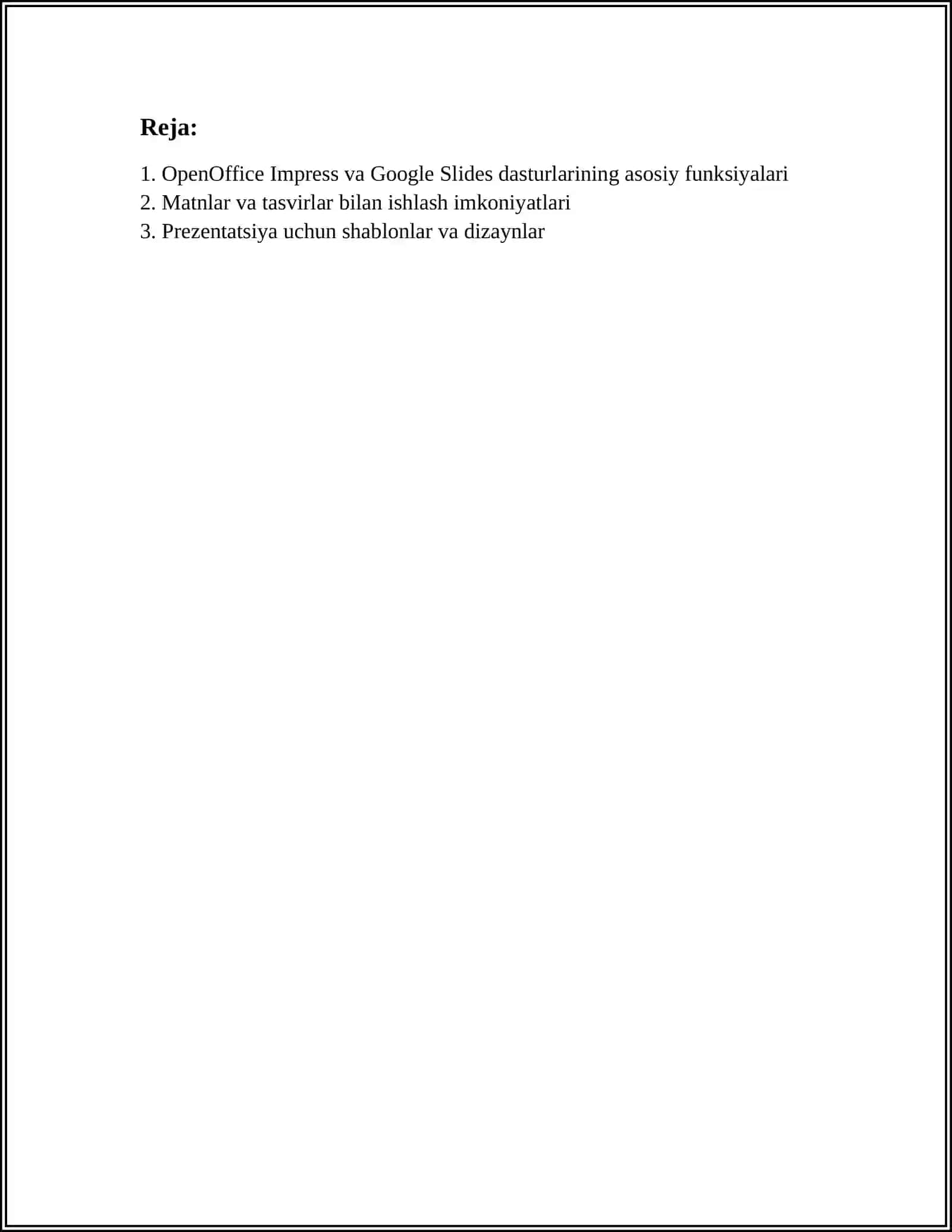 OPENOFFICE LMPRESS VA GOOGLE SLIDES DASTURINING IMKONIYATLARI 2