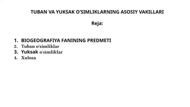 TUBAN VA YUKSAK O‘SIMLIKLARNING ASOSIY VAKILLARI 2