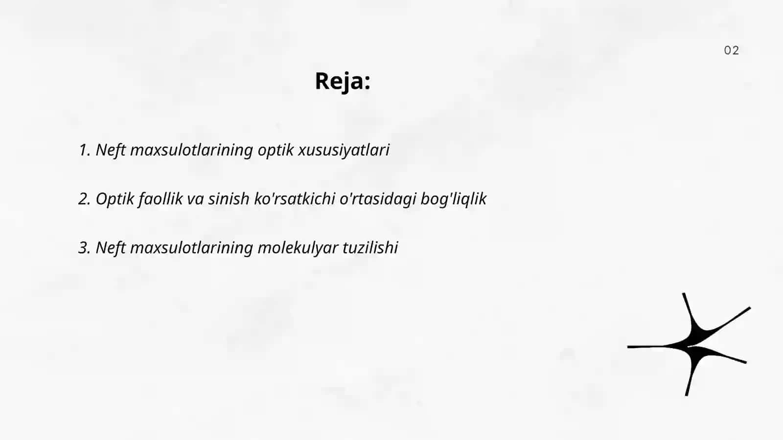 Neft maxsulotlarining sindirish ko'rsatkichi va optik faolligini aniqlash 2