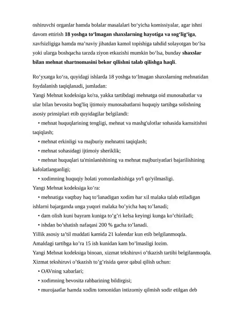 18 YOSH LAR MEHNATINI HUQUQIY JIHATDAN TARTIBGA SOLISHNING O‘ZIGA XOS XUSUSIYATLARI 2