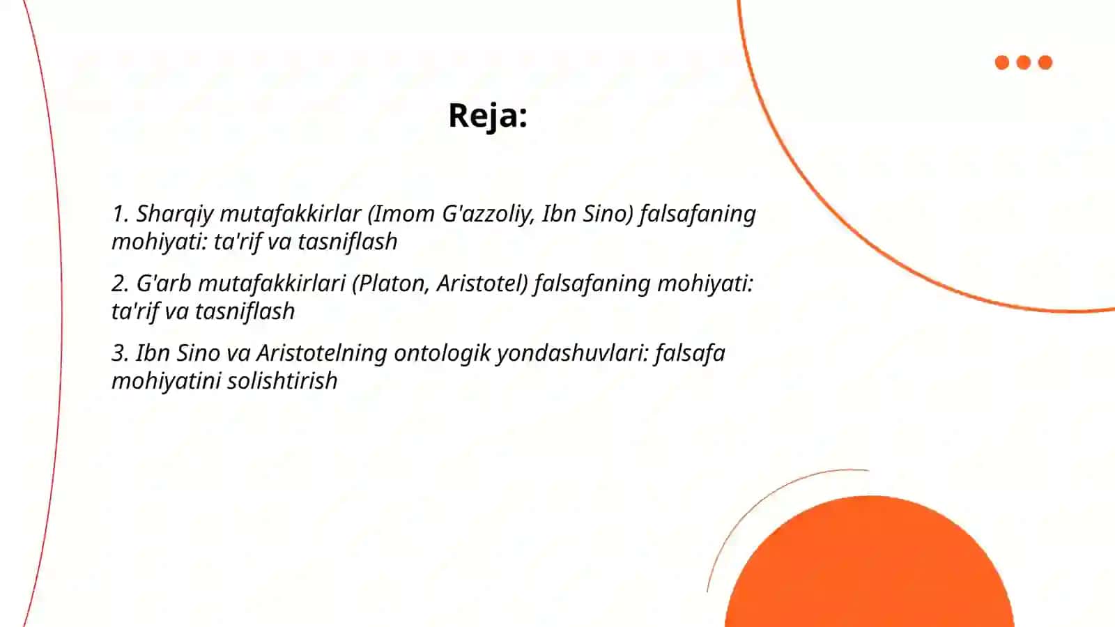 Falsafaning mohiyatiga oid Sharq va G'arb mutafakkirlari ta'riflash tasniflash 2