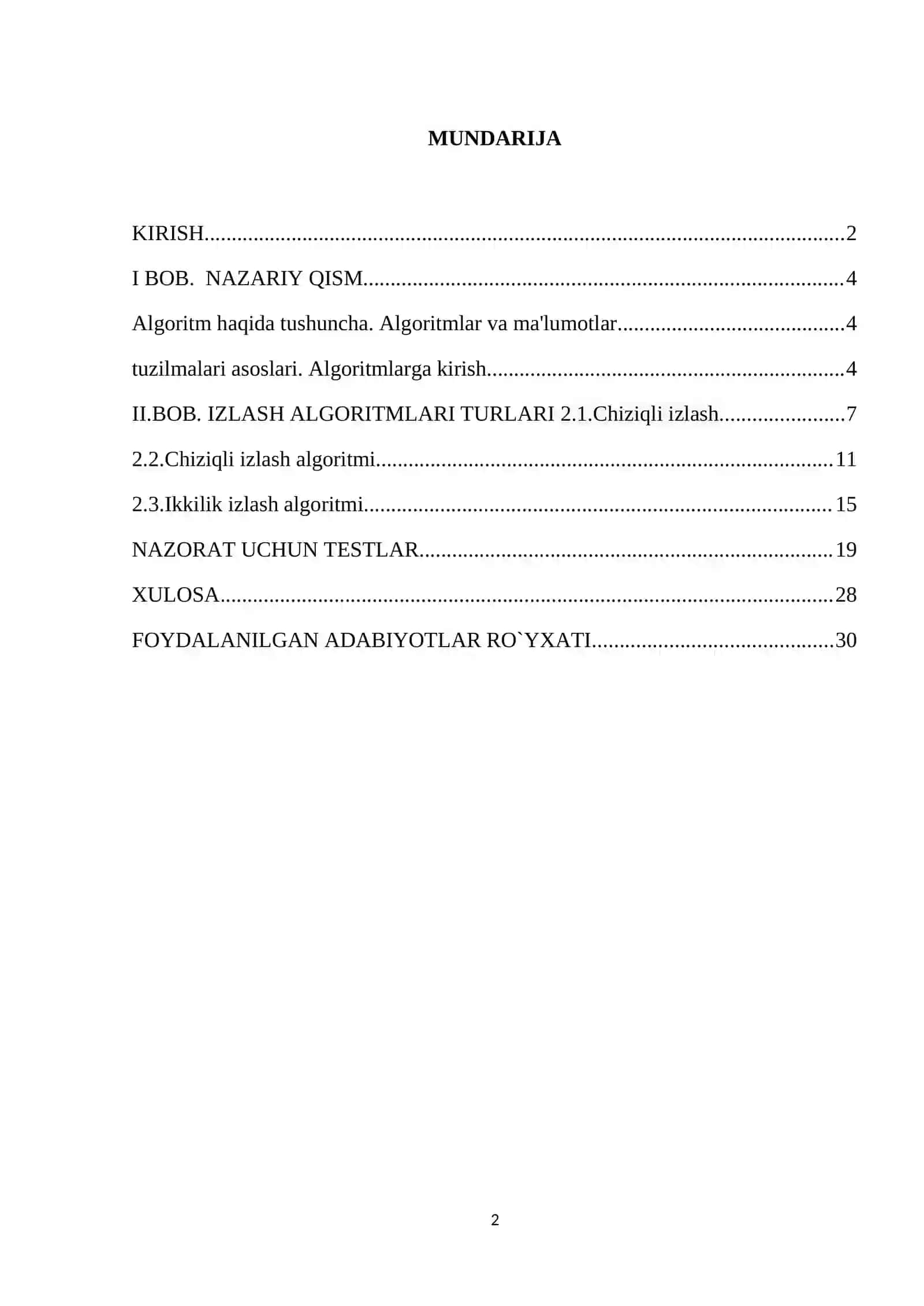 Dasturlash asoslari fanidan KURS ISHI 2