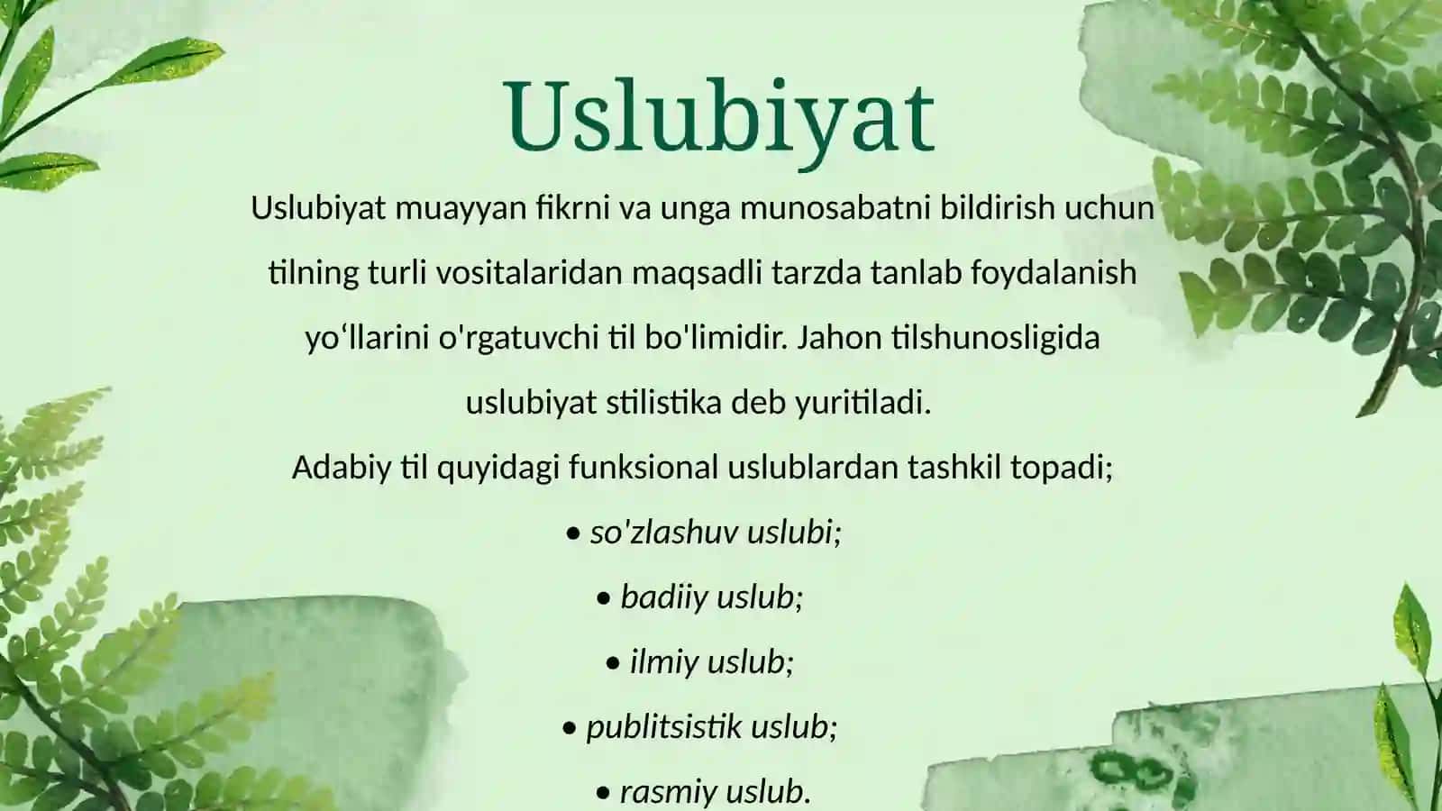 Nutq uslublari bo'yicha mashq va topshiriqlar 2