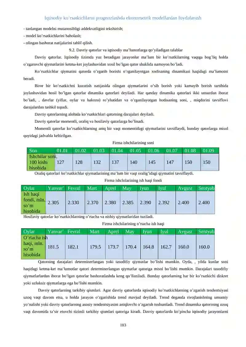 Iqtisodiy ko’rsatkichlarni prognozlashda ekonometrik modellardan foydalanish 2