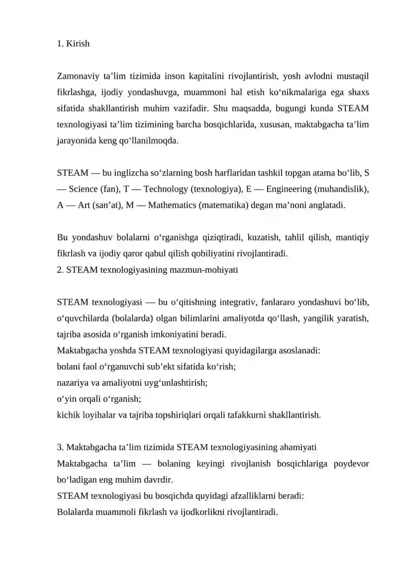 Maktabgacha yoshdagi bolalarni STEAM texnologiyasi asosida intellektual qobiliyatlarini rivojlantirish yo'llari 2