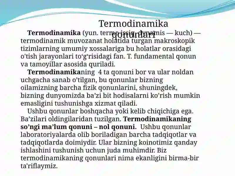 TERMODINAMIKA QONUNLARI 2
