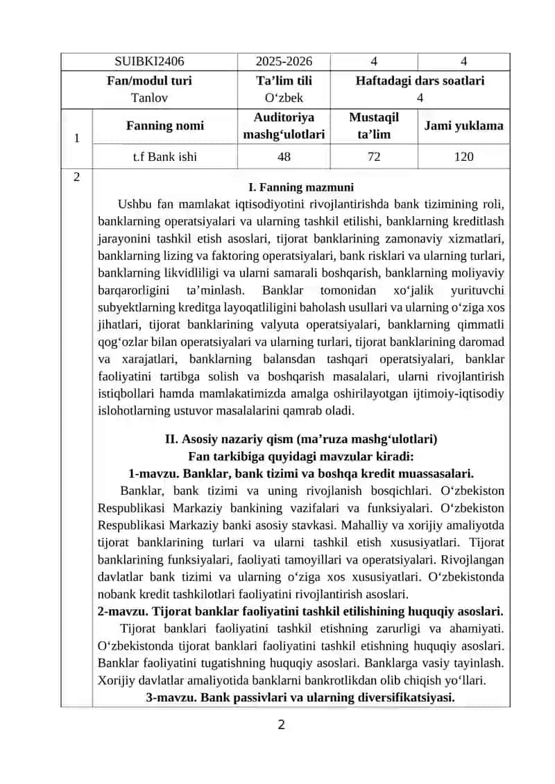Bank Ishi O‘quv Dasturi QS Top - 300 reytingdagi 2
