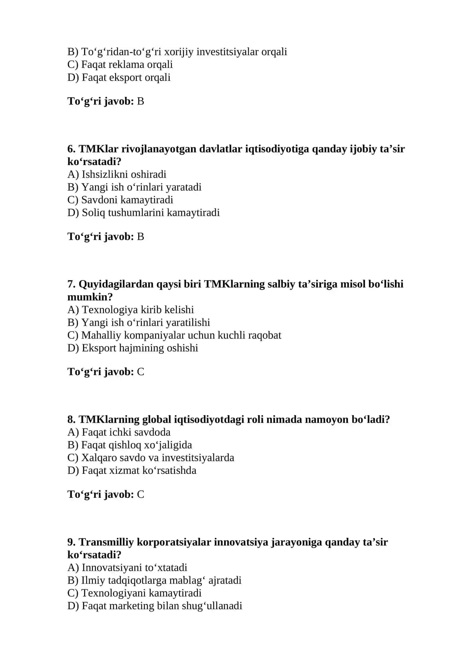 Transmilliy korporatsiyalar va ularning jahon iqtisodiyotidagi roli 2