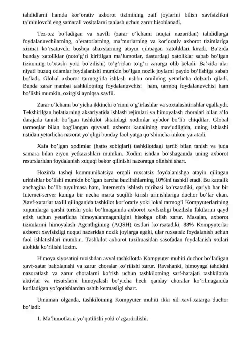 Axborot xavfsizligi muammolari 2