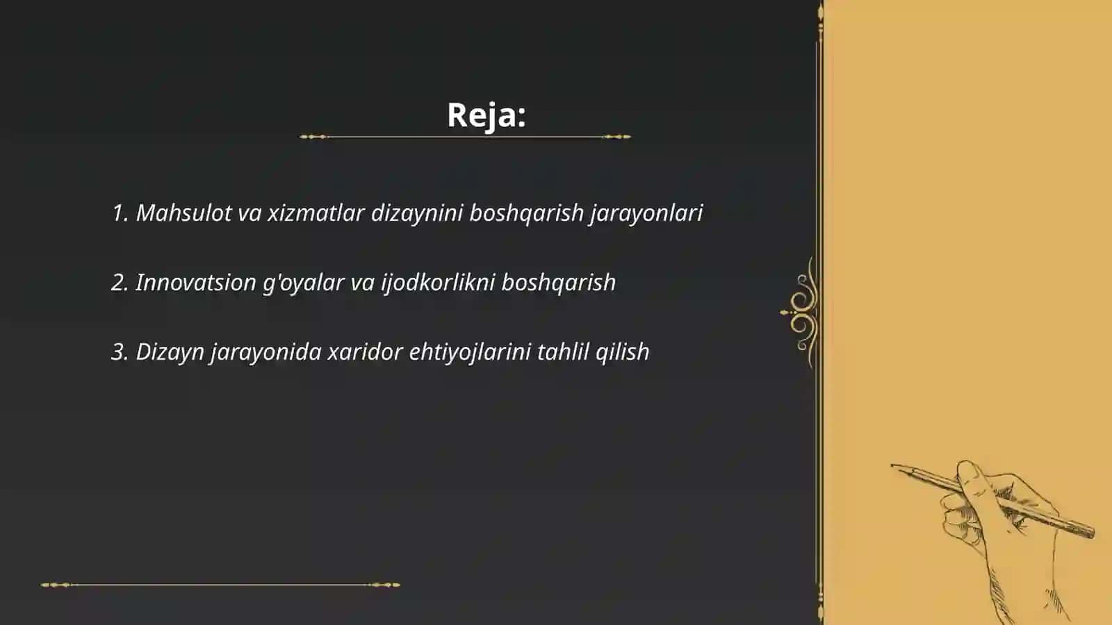 Mahsulot va xizmatlar dizaynini boshqarish jarayonlari 2