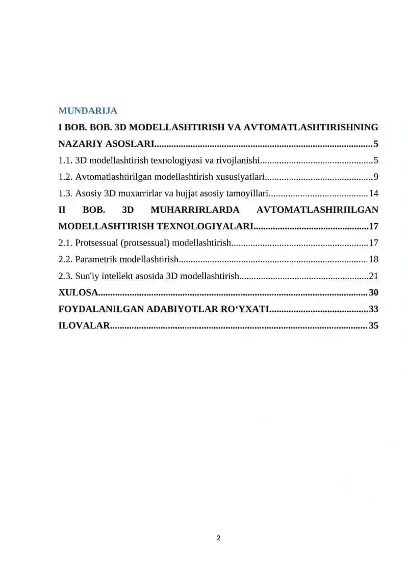 3D MUHARRIRLARDA AVTOMATLASHTIRILGAN MODELLASHTIRISH 2