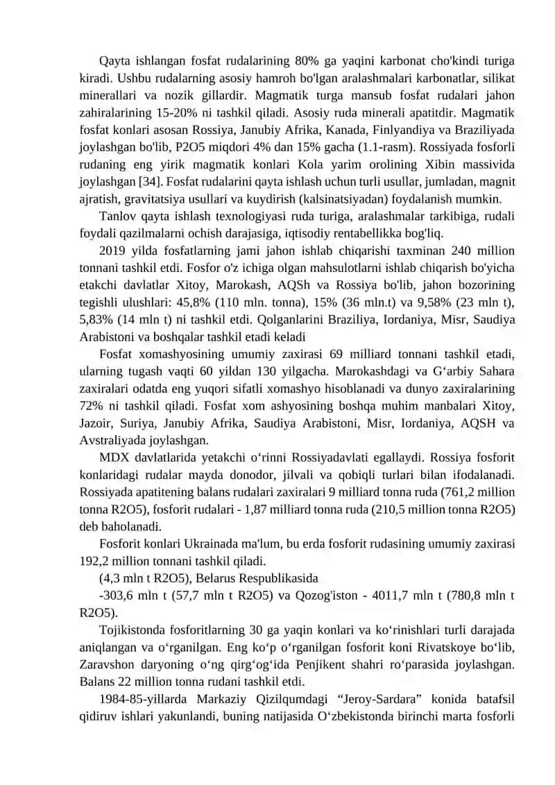 Fosforli rudalarni boyitish texnologiyasi 2