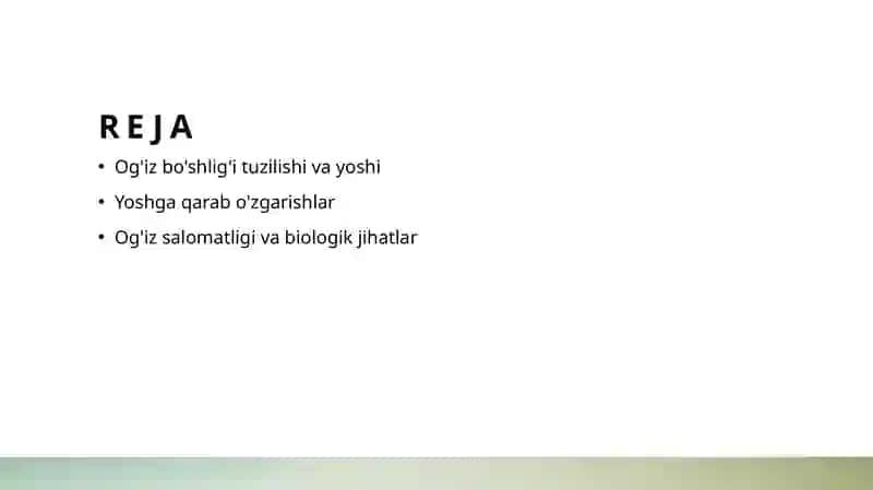 Og'iz bo'shlig'i shilliq qavati tuzilishining yoshga doir xususiyatlari. 2