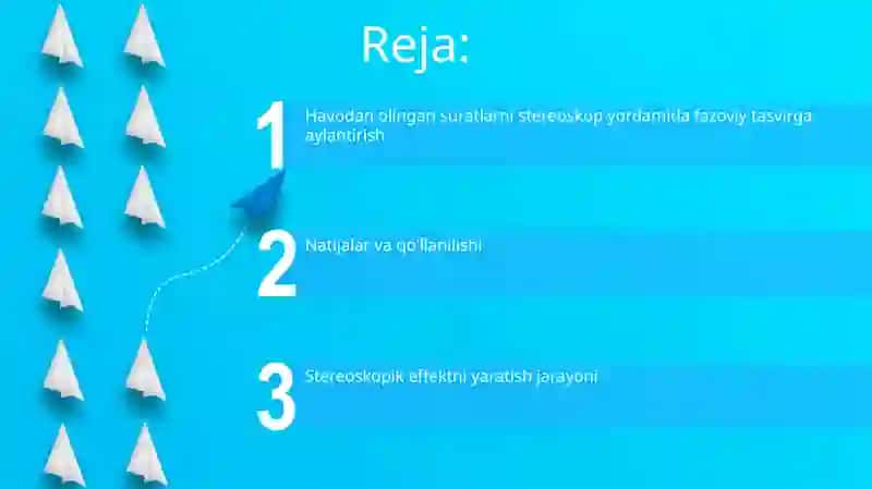 Aerofotosuratni grafik transformatsiyalash Stereoskop bilan stereoeffekt hosil qilish 2