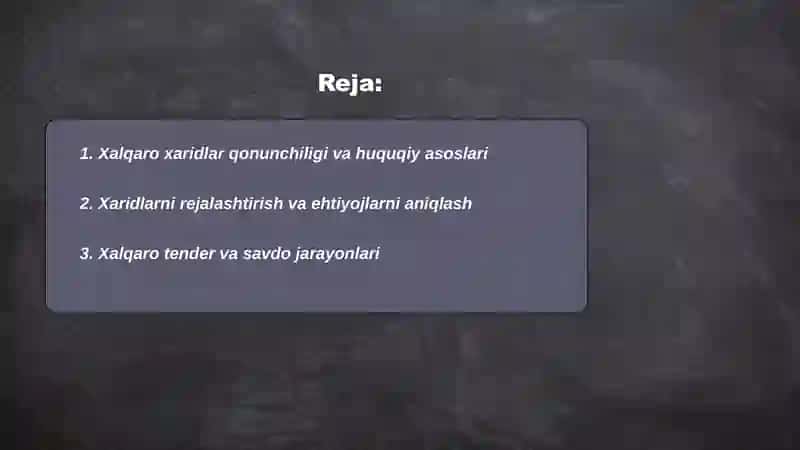 Xalqaro xaridlarni tashkil etish 2