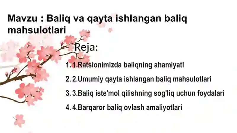 Baliq va qayta ishlangan baliq mahsulotlari 2
