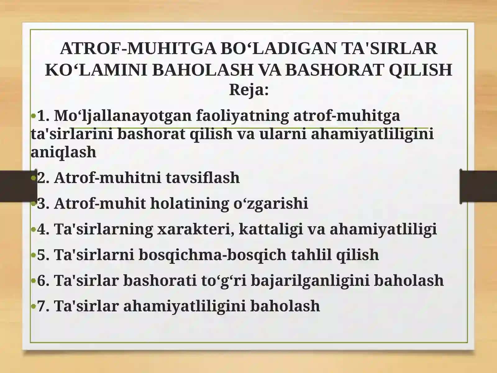 ATROF-MUHITGA BO‘LADIGAN TA'SIRLAR KO‘LAMINI BAHOLASH VA BASHORAT QILISH 2