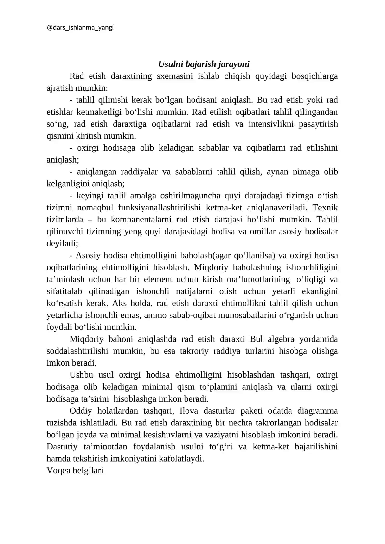 Hodisalar daraxti usuli 2