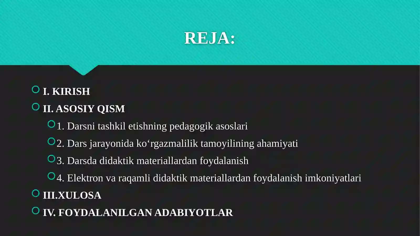 DARSNI TASHKIL QILISH, KPRAZMALILIK HAMDA DIDAKTIK MATERIALLARDAN FOYDALANISH 2