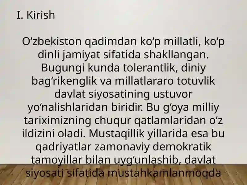O‘zbekistonda tolerantlik va millatlararo totuvlikni taʼminlashning tarixiy ildizlari va demokratik prinsiplari 2