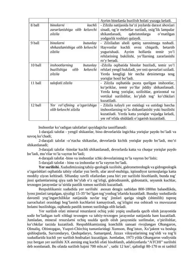 TABIIY HUSUSIYATLI FAVQULODDA VAZIYATLAR OQIBATLARIGA QARSHI CHORA -TADBIRLARNI O’RGANISH 2