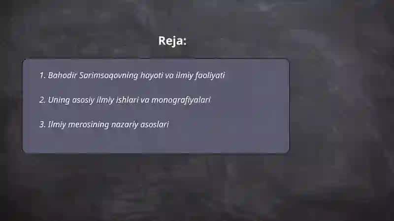 Bahodir Sarimsoqov ilmiy merosi 2