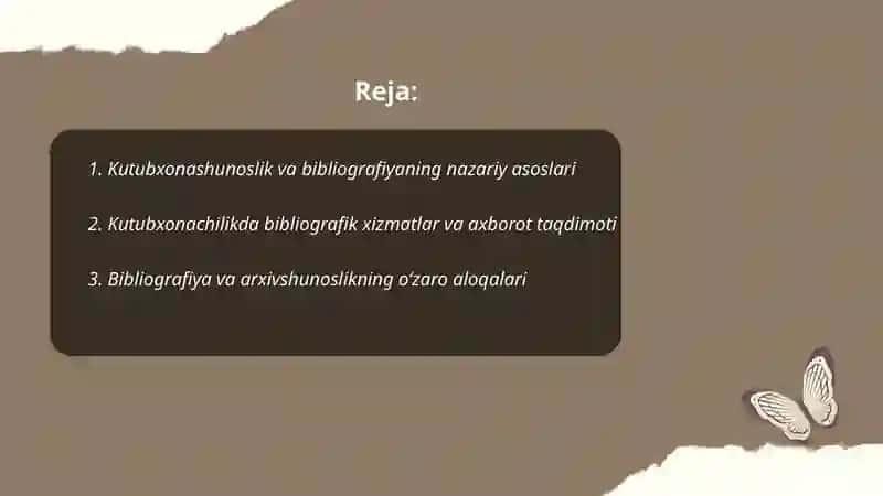 Kutubxonashunoslik, kutubxonachilik -bibliografiya va boshqa axborot predmetlarining oʻzaro aloqadorligi 2