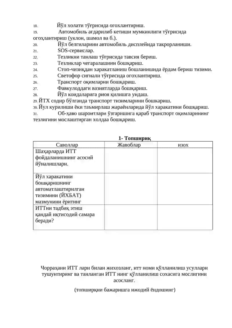 Минтака (шахар) даражасидаги ИТТнинг асосий вазифалари 2