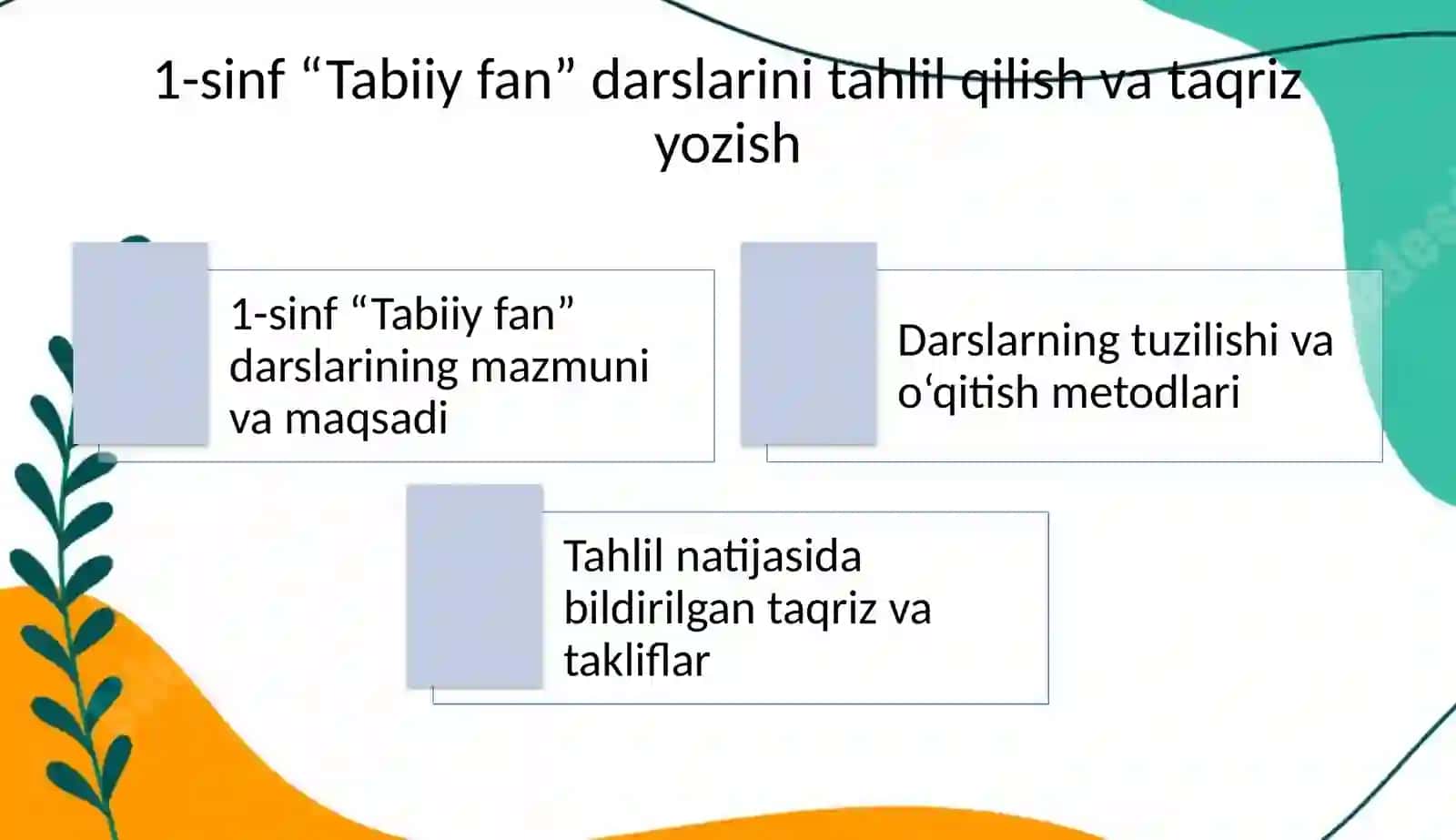 1-sinf “Tabiiy fan” darslarini tahlil qilish va taqriz yozish 2