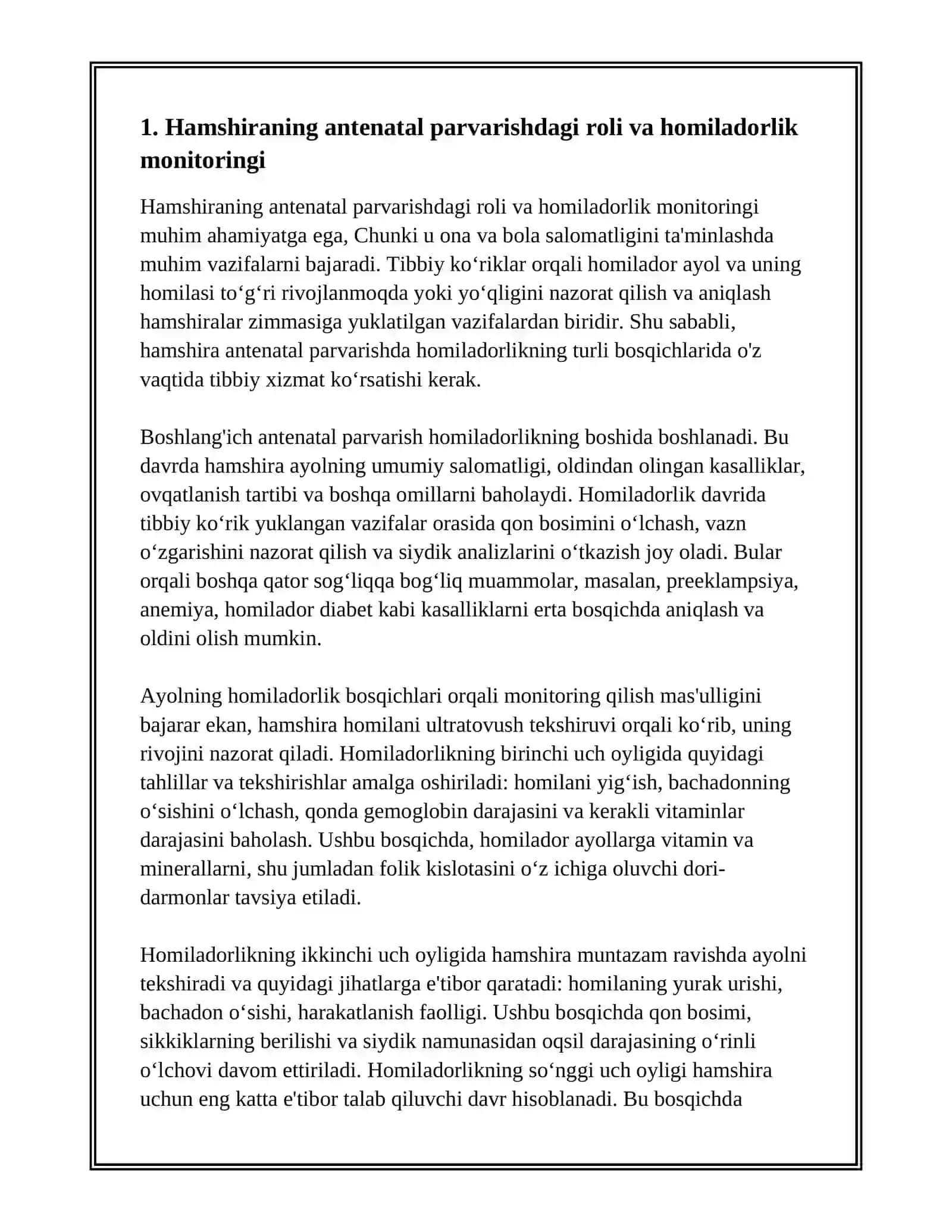 ONA VA BOLA SALOMATLIGINI MUHOFAZA QILISHDA HAMSHIRANING URNI VA BOLALIK DAVRLARI 2