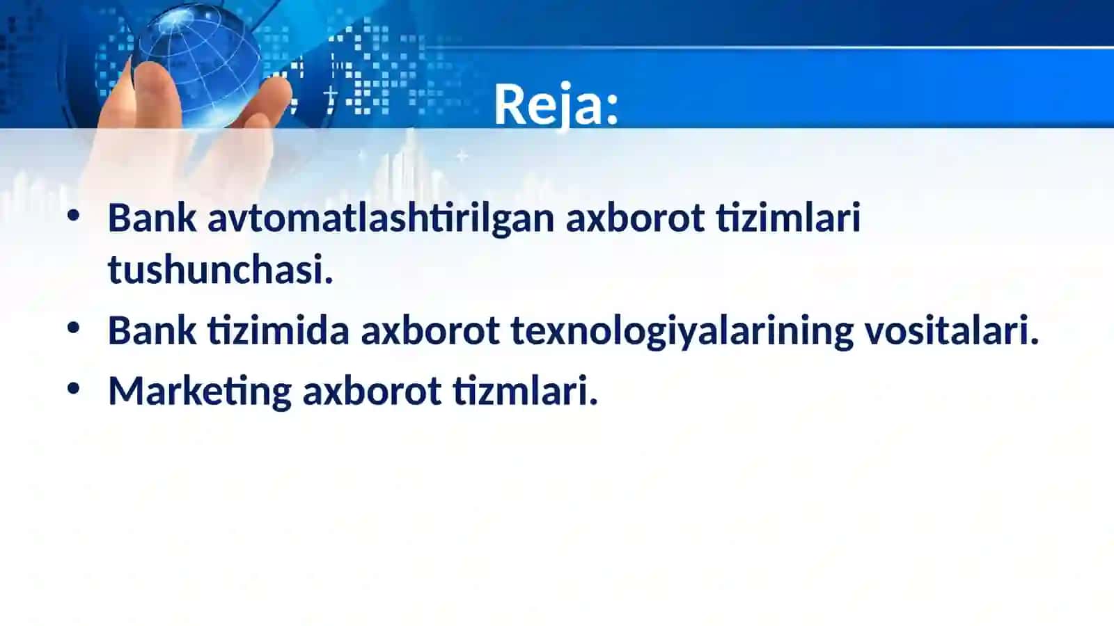 Bankavtomatlashtirilgan axborot tizimlari 2