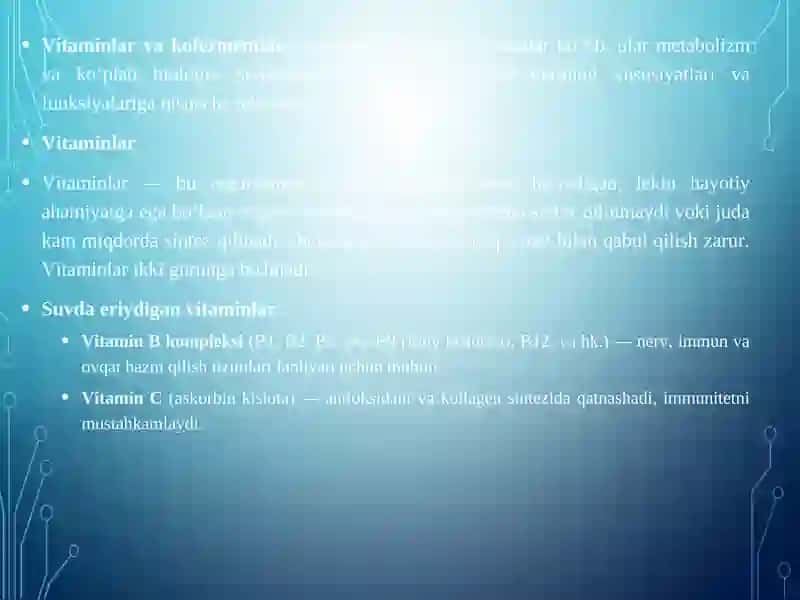 VITAMINLAR VA KOFERMENTLAR 2