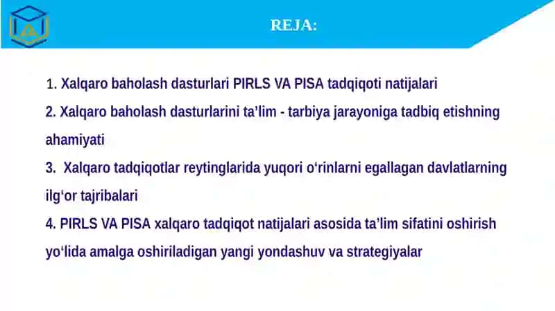 Xalqaro baholash dasturlari (PIRLS, PISA va TIMSS) natijalari asosida ta'lim sifatini oshirish. 2