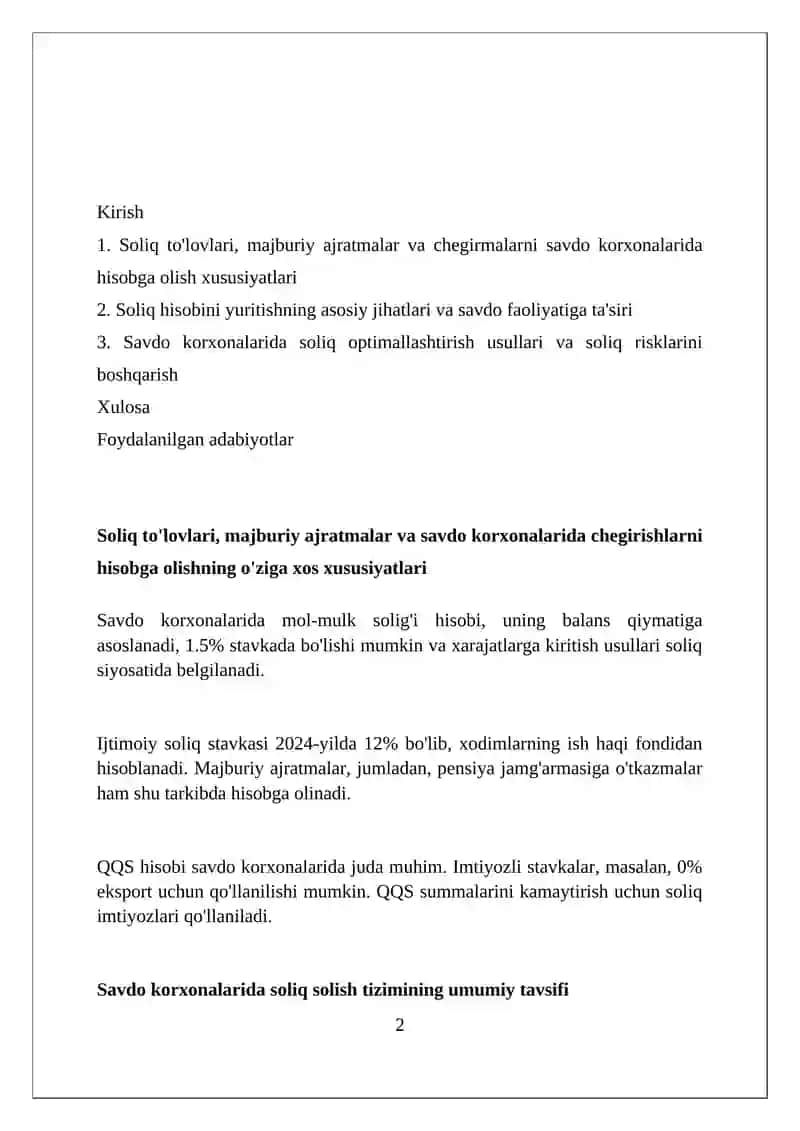 Soliq to'lovlari, majburiy ajratmalar va ushlanmalar hisobiing hususiyatlari 2