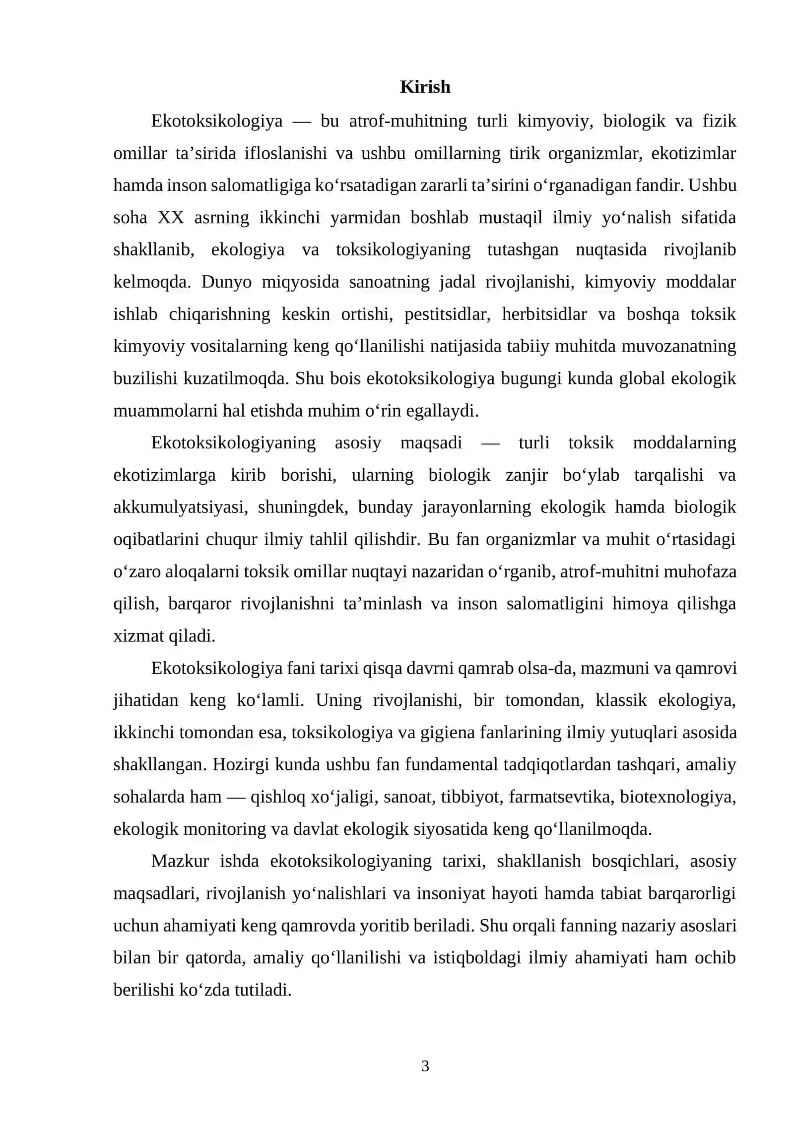 EKOTOKSIKOLOGIYA TARIXI, MAQSADI, RIVOJLANISHI VA AHAMIYATI 2