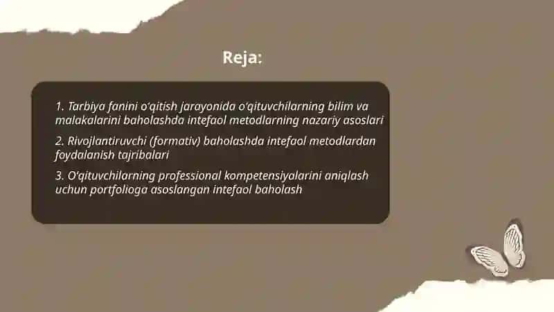 Tarbiya fanini oʻqitish jarayonida oʻqituvchilarning bilim va malakalarini baholashda intefaol metodlarning nazariy asoslari 2