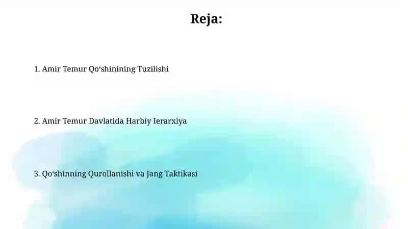Amir Temur davlatida qoʻshin tuzulish 2