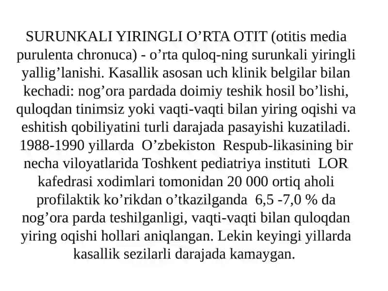 Surunkali yiringli o‘rta otit 2