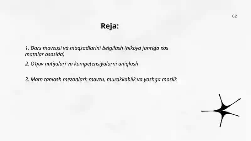 Hikoya janriga xos matnlar ustida ishlash metodikasi 2