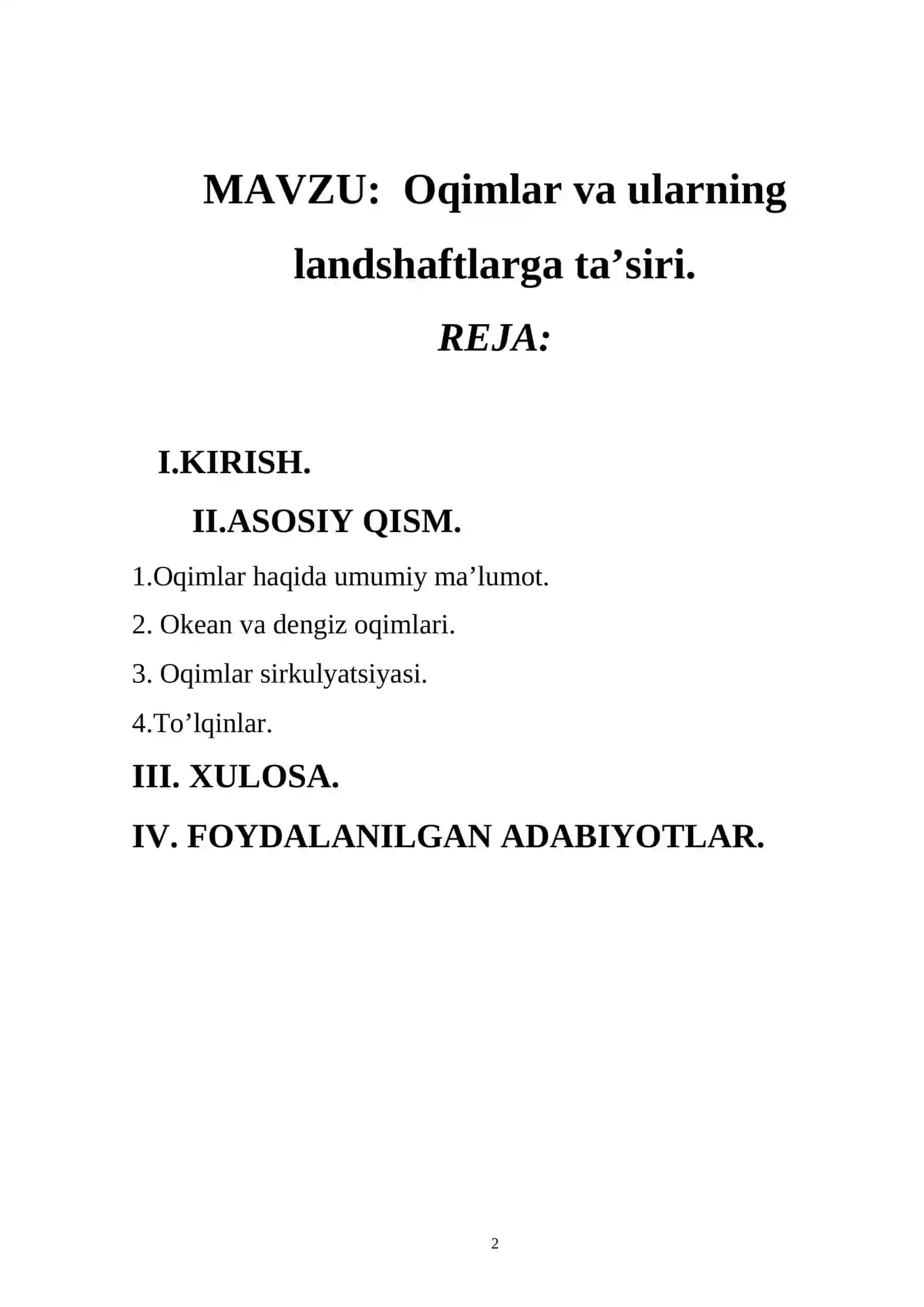 Oqimlar va ularning landshaftlarga ta’siri 2